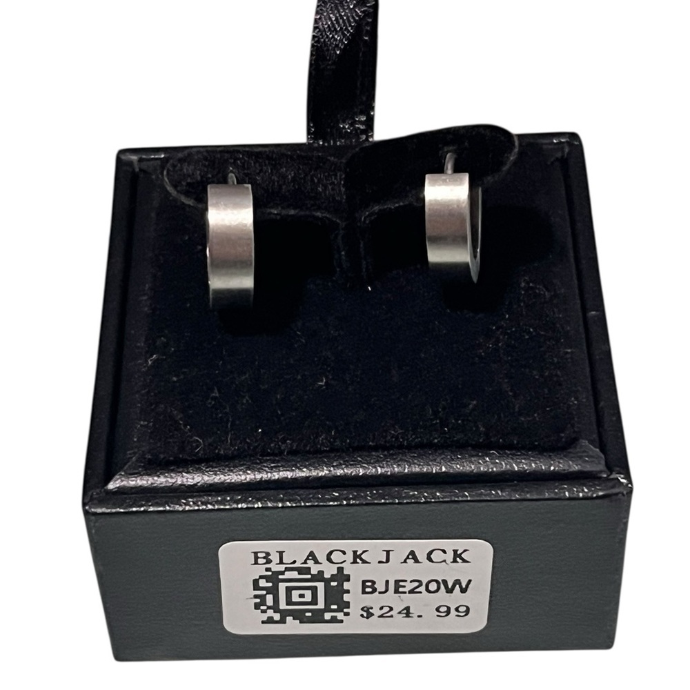 Black Jack Men’s Stainless Steel Huggie Hoops New in Box